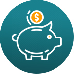 coin in piggy bank icon