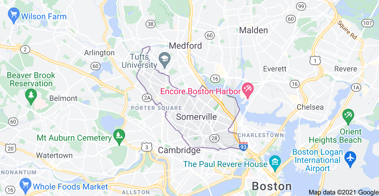 map of somerville, ma