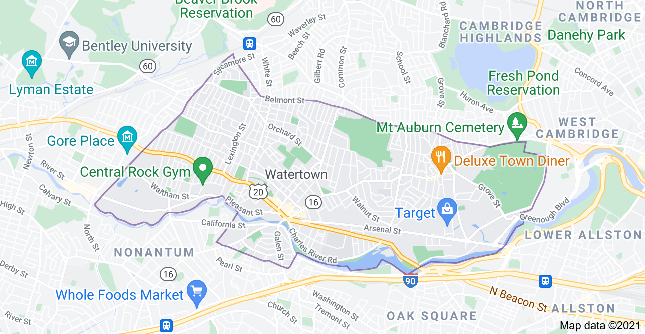 map of watertown, ma