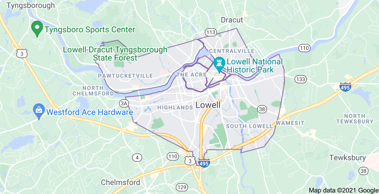 map of lowell, ma