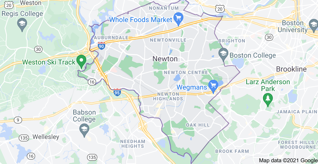 map of newton, ma