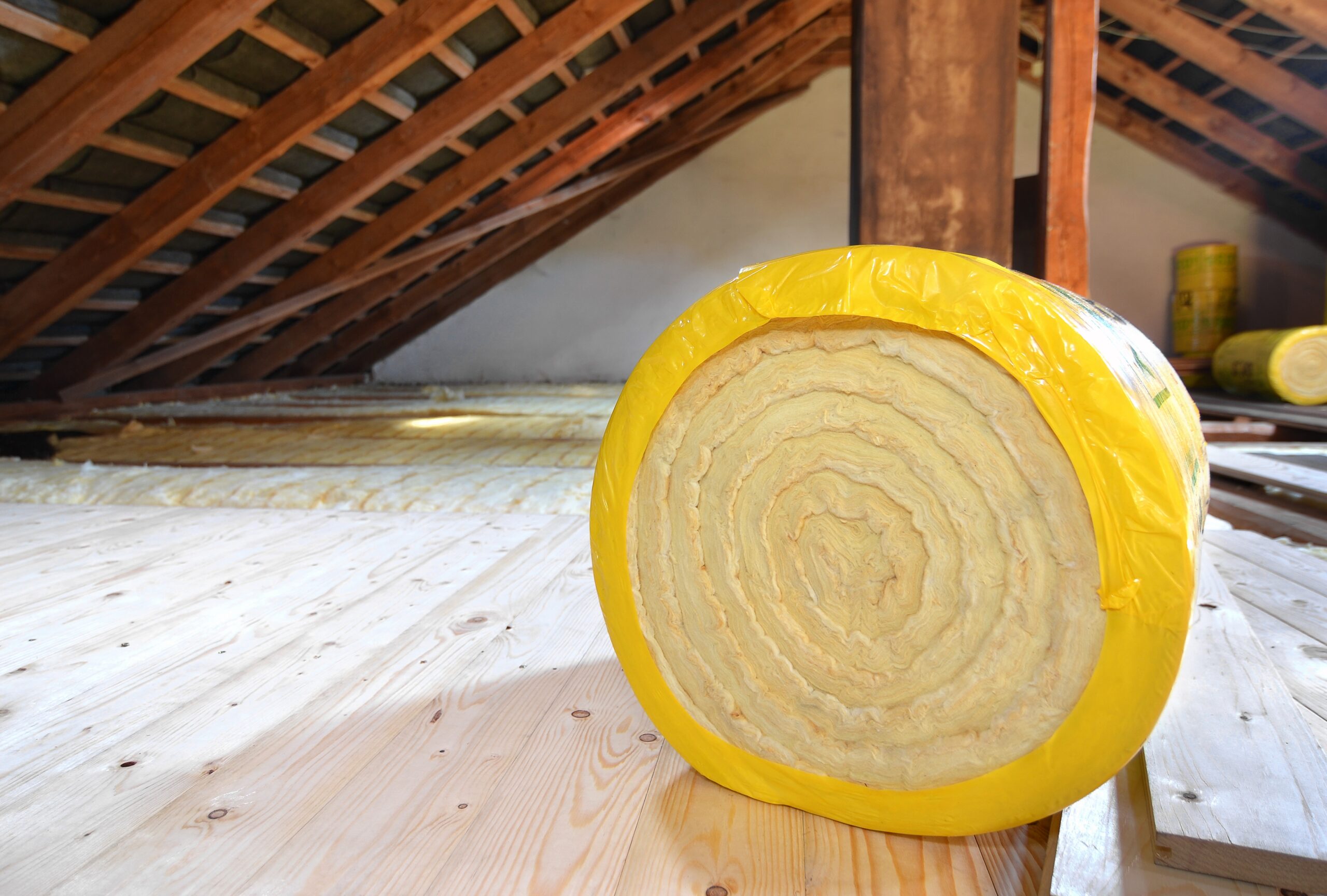 roll of insulation on attic floor